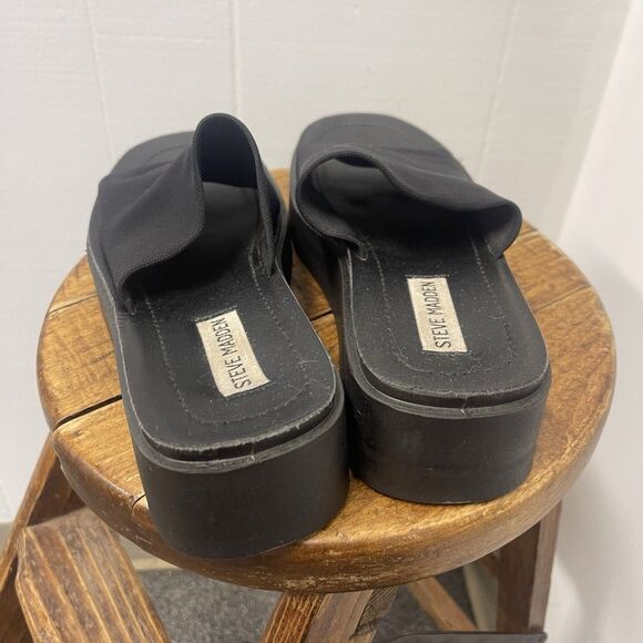Steve Madden Y2K Vintage Black Chunky Slinky Platform Sandals Slide US 8.5 - Picture 4 of 8
